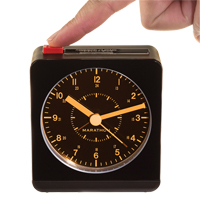 Desk Alarm Clock, Analog, Battery Operated, 3.5" W x 1.5" D x 3.75" H, Black Stor-it Systems