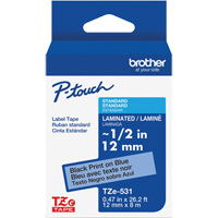 Ruban lamin&eacute; pour P-Touch, 12 mm x 8 m, Noir sur bleu Stor-it Systems