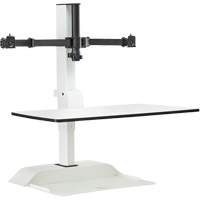 Soar™ Sit/Stand Electric Desk with Dual Monitor Arm, Desktop Unit, 37-1/4" H x 27-3/4" W x 22" D, White OQ926 | Stor-it Systems