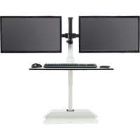 Soar Sit/Stand Electric Desk with Dual Monitor Arm, Desktop Unit, 37-1/4" H x 27-3/4" W x 22" D, White Stor-it Systems