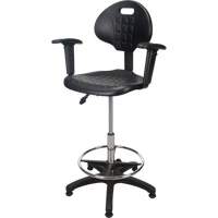Tabouret ergonomique robuste avec accoudoirs r&eacute;glables, Stationnaire, Ajustable Hauteur, Capacit&eacute; 250 lb Stor-it Systems