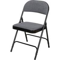 Deluxe Fabric Padded Folding Chair, Steel, Grey, 300 lbs. Weight Capacity OR434 | Stor-it Systems
