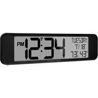 Ultra-Wide Clock with Atomic Accuracy, Digital, Battery Operated, Black OR487 | Stor-it Systems