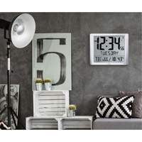 Super Jumbo Self-Setting Wall Clock, Digital, Battery Operated, Silver OR491 | Stor-it Systems