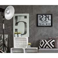 Super Jumbo Self-Setting Wall Clock, Digital, Battery Operated, Black OR492 | Stor-it Systems
