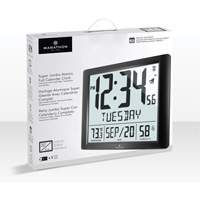 Super Jumbo Self-Setting Wall Clock, Digital, Battery Operated, Black OR492 | Stor-it Systems