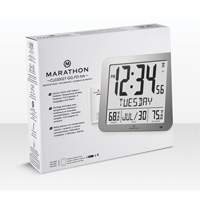 Slim Self-Setting Full Calendar Wall Clock, Digital, Battery Operated, Silver OR494 | Stor-it Systems