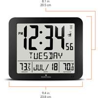 Slim Self-Setting Full Calendar Wall Clock, Digital, Battery Operated, Black OR495 | Stor-it Systems