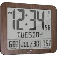 Slim Self-Setting Full Calendar Wall Clock, Digital, Battery Operated, Black OR496 | Stor-it Systems
