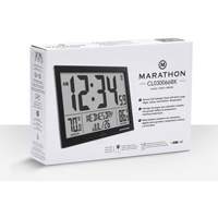 Horloge à réglage automatique à calendrier complet avec de très grands caractères, Numérique, À piles, Noir OR497 | Stor-it Systems