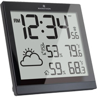 Self-Setting Weather Station and Clock, Digital, Battery Operated, Black OR504 | Stor-it Systems