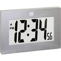 Large Frame Digital Wall Clock, Digital, Battery Operated, Silver OR505 | Stor-it Systems