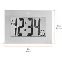 Large Frame Digital Wall Clock, Digital, Battery Operated, Silver OR505 | Stor-it Systems