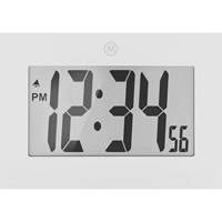 Large Frame Clock, Digital, Battery Operated, 9" W x 1" D x 6.5" H, White Stor-it Systems