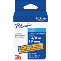 TZe-B41 Laminated Tape for TZe-Compatible P-Touch Label Makers, Black on Fluorescent Orange, 0.7" Width Stor-it Systems