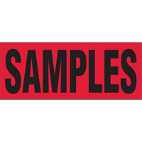 "Samples" Special Handling Labels, 5" L x 2" W, Black on Red PB424 | Stor-it Systems