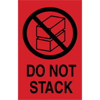 "Do Not Stack" International Shipping Labels, 6" L x 4" W, Black on Red PC313 | Stor-it Systems