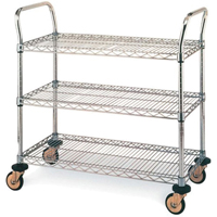 Standard-Duty Utility Carts, Stainless Steel, 18" x 39" x 30", 500 lbs. Capacity Stor-it Systems