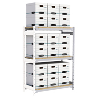 Wide Span Record Storage Shelving, Steel, 3 Shelves, 42" W x 18" D x 60" H, Add-On Kit Stor-it Systems