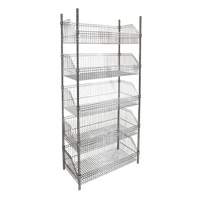 Wire Basket Shelving Unit, 5 Tiers, 48" W x 74" H x 24" D Stor-it Systems