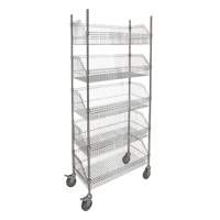 Wire Basket Shelving Cart, 5 Tiers, 48" W x 80" H x 24" D Stor-it Systems