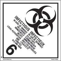 &eacute;tiquettes d'exp&eacute;dition TMD, Classe 6,2, Substances infectieuses, Vinyle Stor-it Systems
