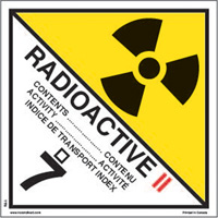 Category 2 Radioactive Materials TDG Shipping Labels, 4" L x 4" W, Black on White SAG878 | Stor-it Systems