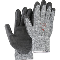 Salt & Pepper Knit Gloves With Black Palm Coating, Size Small/7, Polyurethane Coated, HPPE Shell, ANSI/ISEA 105 Level 2 Stor-it Systems
