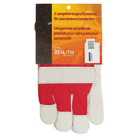 Gants d'ajusteur rouge & blanc doubl&eacute;s pour l'hiver de premi&egrave;re qualit&eacute;, Grand, Paume en Cuir fleur de vache, Doublure en Boa Stor-it Systems