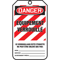 &eacute;tiquettes de s&eacute;curit&eacute; - Verrouillage, Papier cartonn&eacute;, 3-1/8" la x 5-7/8" h, Français Stor-it Systems
