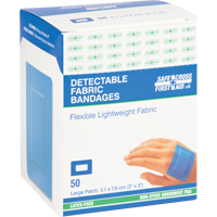 Bandages, Rectangulaire/carr&eacute;e, 3", Tissu d&eacute;tectable, St&eacute;rile Stor-it Systems