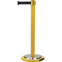 Free-Standing Crowd Control Barrier, Steel, 35" H, Black Tape, 7' Tape Length Stor-it Systems