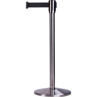 Free-Standing Crowd Control Barrier, Steel, 35" H, Black Tape, 12' Tape Length Stor-it Systems