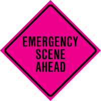 "Emergency Scene Ahead" Roll-Up Traffic Sign, 36" x 36", Vinyl, English SDP371 | Stor-it Systems