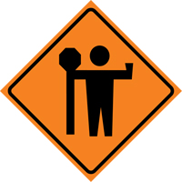 Flagman Roll-Up Sign Traffic Sign, 29-1/2" x 29-1/2", Vinyl, Pictogram SDP376 | Stor-it Systems