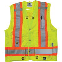Surveyor Safety Vest, High Visibility Lime-Yellow, Small, Polyester Stor-it Systems