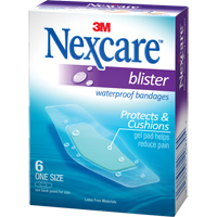 Pansements pour les cloques &agrave; l'&eacute;preuve de l'eau Nexcare, Rectangulaire/carr&eacute;e, 2-1/4", Plastique, St&eacute;rile Stor-it Systems
