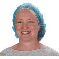 Non-Woven Bouffant Caps, Polypropylene, 21"/Large, Blue Stor-it Systems