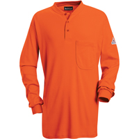 Chemises Henley sans &eacute;tiquette &agrave; manches longues r&eacute;sistantes aux flammes, Petit, Orange Stor-it Systems