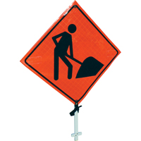 Men At Work Pole Sign, 24" x 24", Vinyl, Pictogram SED887 | Stor-it Systems