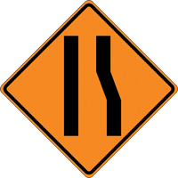 Tilt-Adjust Merge Left Roll-Up Construction Sign, 36" x 36", Vinyl, Pictogram Stor-it Systems