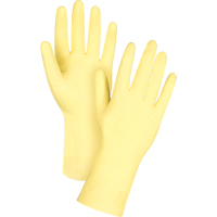 Premium Canary Yellow Chemical-Resistant Gloves, Size Small/7, 12" L, Rubber Latex, Flock-Lined Inner Lining, 18-mil Stor-it Systems