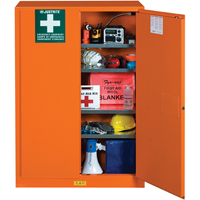 Emergency Preparedness Storage Cabinets, Steel, 4 Shelves, 65" H x 43" W x 18" D, Orange Stor-it Systems