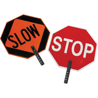 Double-Sided "Stop/Slow" Traffic Control Sign, 18" x 18", Plastic, English with Pictogram SEI475 | Stor-it Systems