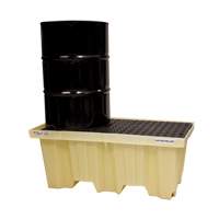 Palettes Poly-Spillpallet emboîtables avec drain pour 2 barils, Capacit&eacute; de d&eacute;versement 66 gal. US, 51" x 26" x 21" Stor-it Systems