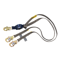 Force2™ Tie-Off Shock-Absorbing Lanyard, 6', E4, Snap Hook Center, Snap Hook Leg Ends, Polyester SEJ425 | Stor-it Systems