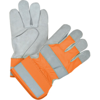 Gants d'ajusteur haute visibilit&eacute; de premi&egrave;re qualit&eacute;, Grand, Paume en Cuir de vache refendu, Doublure en Coton Stor-it Systems