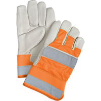 Gants d'ajusteur &agrave; chaleur sup&eacute;rieure orange haute visibilit&eacute;, Grand, Paume en Cuir fleur de vache, Doublure en Thinsulate Stor-it Systems