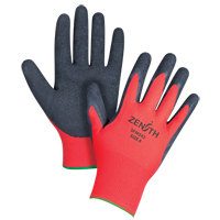 Black & Red Crinkle Grip Coated Gloves, 8/Medium, Rubber Latex Coating, 13 Gauge, Polyester Shell SFM542 | Stor-it Systems