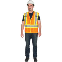 5-Point Tear-Away Premium Safety Vest , High Visibility Orange, Large/X-Large, Polyester, CSA Z96 Class 2 - Level 2 SFQ532 | Stor-it Systems